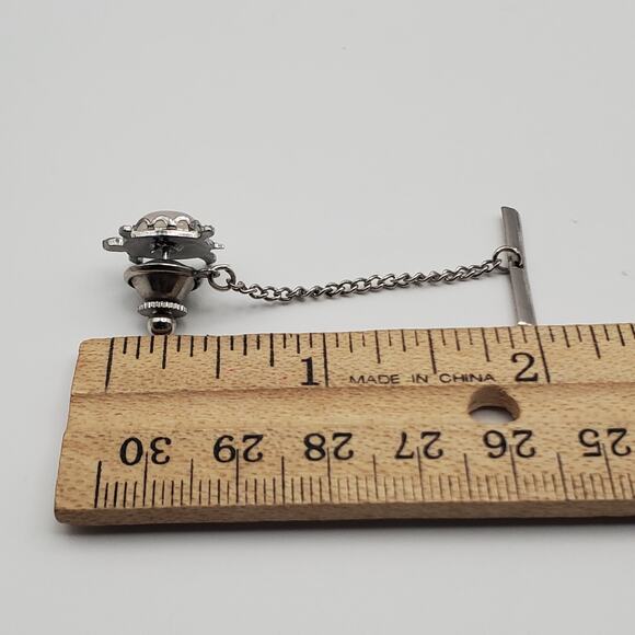 (6) Vtg Silver Tone Stone Cabochon Turtle Tortoise Shaped Tie Tack Chain 1-1/2" - Picture 7 of 7